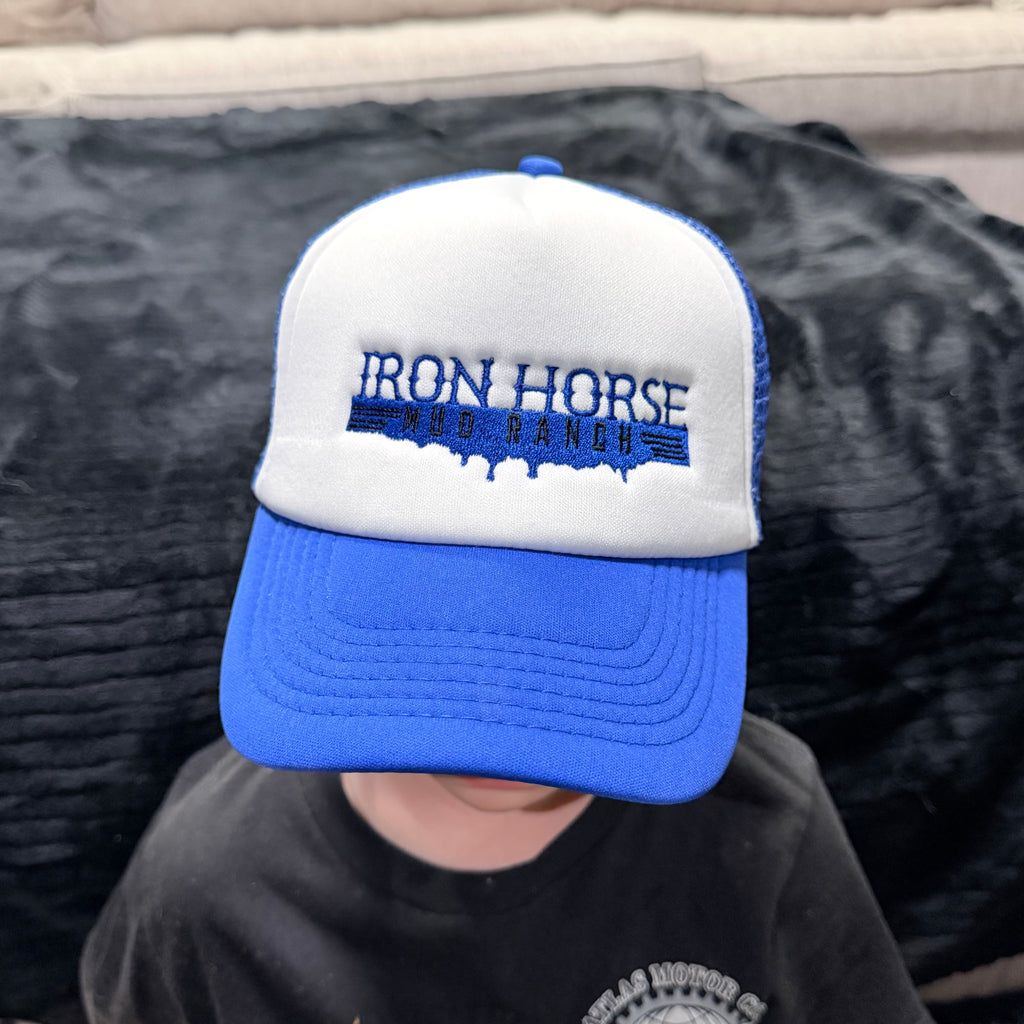 YOUTH Blue & White Foam Trucker Hat.