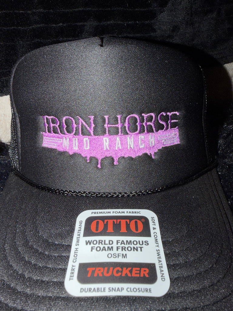 Black with Lavender logo Foam Trucker Hat