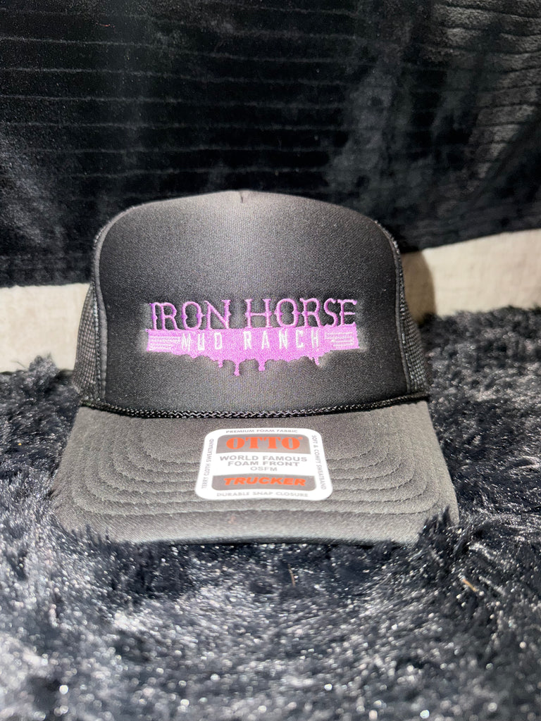 Black with Lavender logo Foam Trucker Hat